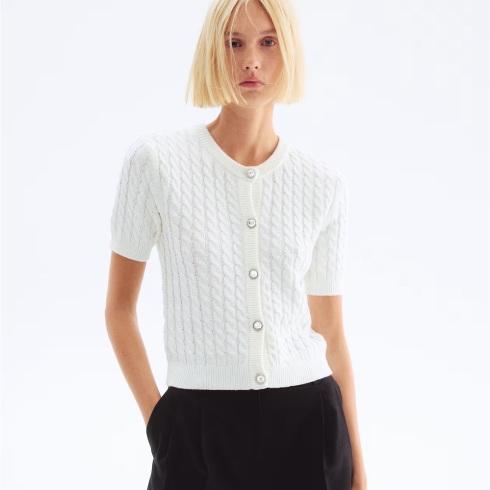 H&M White Cable Knit Sweater